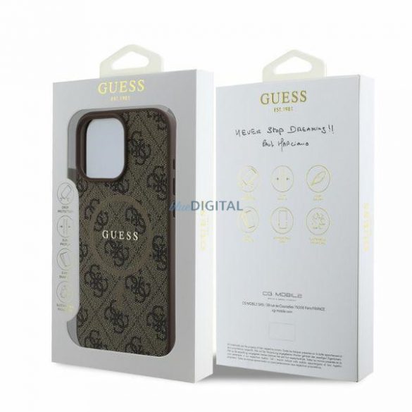 Guess GUHMP16XG4GFRW iPhone 16 Pro Max 6,9" brązowy/maro MagSafe PU 4G Ring Classic Logo