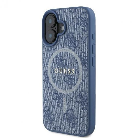 Guess GUHMP16MG4GFRB 4G Ring Classic Logo MagSafe carcasă tare pentru iPhone 16 Plus - albastru