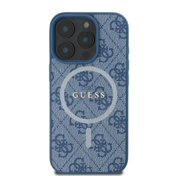 Guess GUHMP16LG4GFRB 4G Ring Classic Logo MagSafe carcasă tare pentru iPhone 16 Pro - albastru