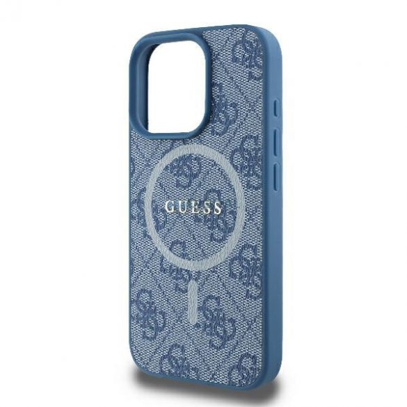 Guess GUHMP16LG4GFRB 4G Ring Classic Logo MagSafe carcasă tare pentru iPhone 16 Pro - albastru