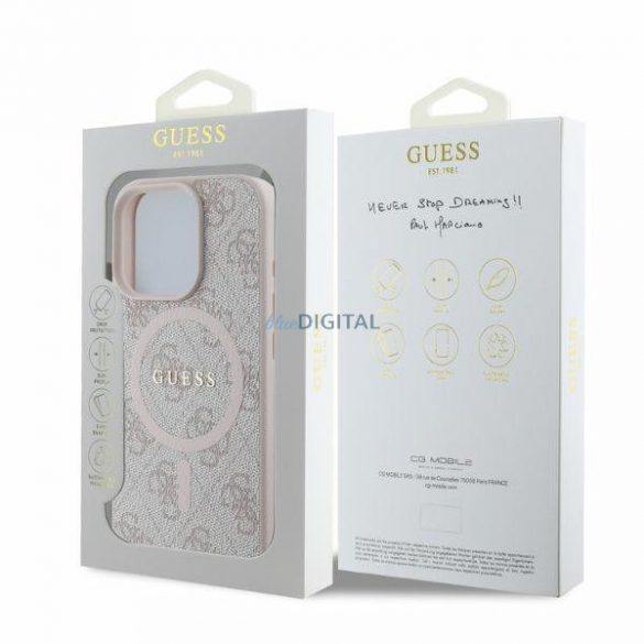 Guess GUHMP16LG4GFRP iPhone 16 Pro 6,3" rożowy/roz MagSafe PU 4G Ring Classic Logo