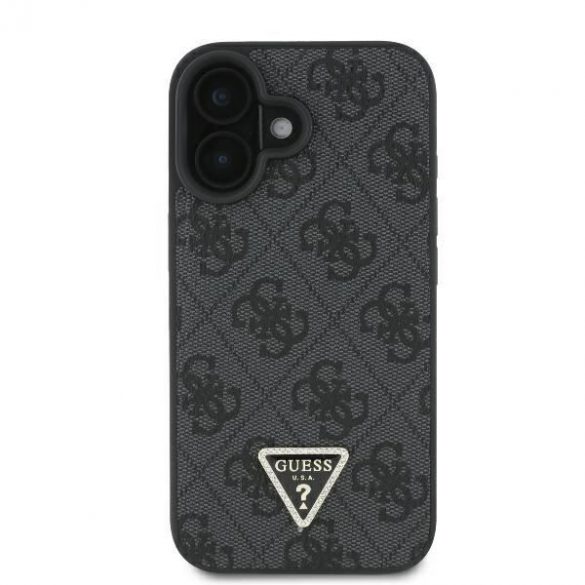 Guess GUHCP16MP4TDPK Piele 4G Triangle Strass Hard Case iPhone 16 Plus - Negru