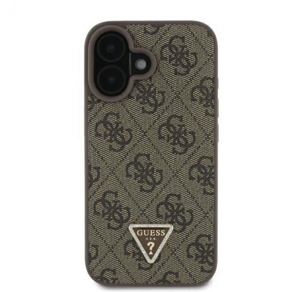 Guess GUHCP16SP4TDPW Piele 4G Triangle Strass Hard Case iPhone 16 - maro