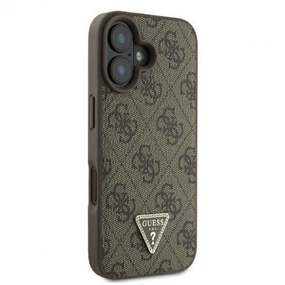 Guess GUHCP16SP4TDPW Piele 4G Triangle Strass Hard Case iPhone 16 - maro