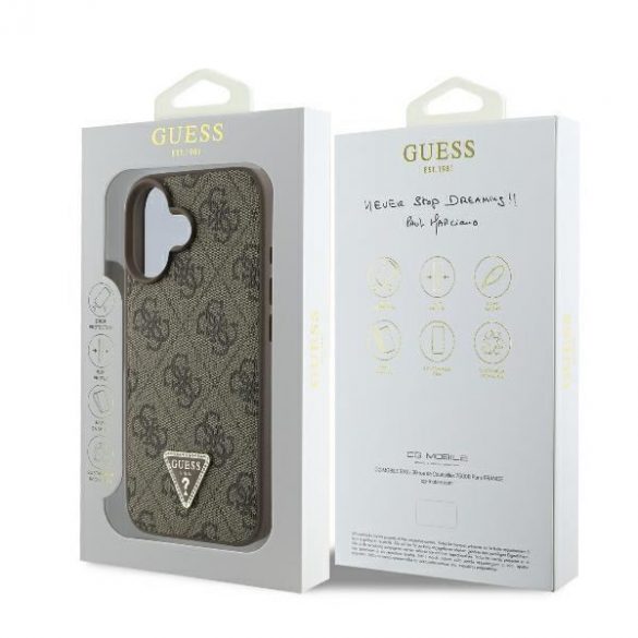 Guess GUHCP16SP4TDPW Piele 4G Triangle Strass Hard Case iPhone 16 - maro