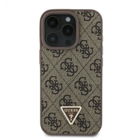 Guess GUHCP16LP4TDPW Piele 4G Triangle Strass Hard Case iPhone 16 Pro - maro