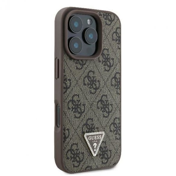 Guess GUHCP16LP4TDPW Piele 4G Triangle Strass Hard Case iPhone 16 Pro - maro