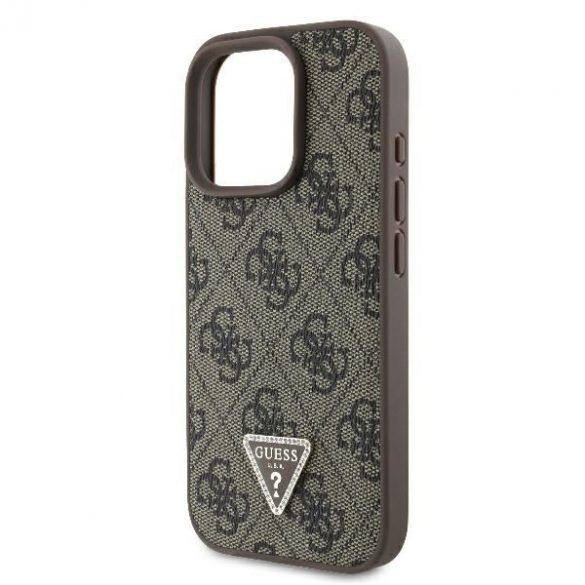 Guess GUHCP16LP4TDPW Piele 4G Triangle Strass Hard Case iPhone 16 Pro - maro