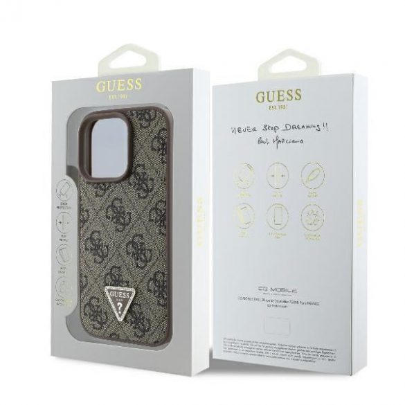 Guess GUHCP16LP4TDPW Piele 4G Triangle Strass Hard Case iPhone 16 Pro - maro