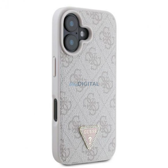 Guess GUHCP16SP4TDPP Husă din piele 4G Triangle Strass pentru iPhone 16 - roz