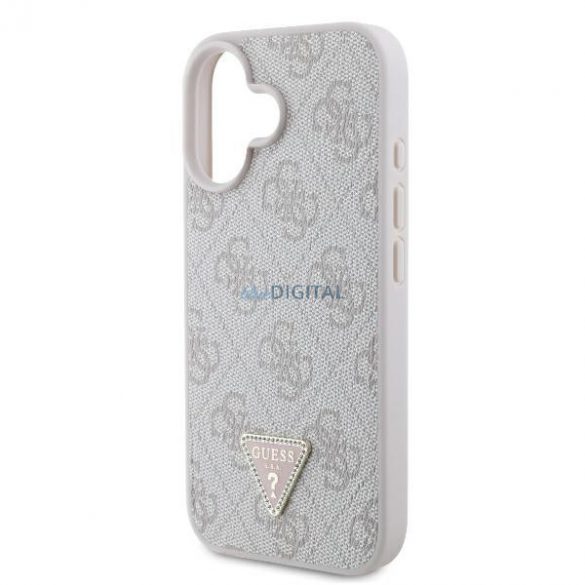 Guess GUHCP16SP4TDPP Husă din piele 4G Triangle Strass pentru iPhone 16 - roz