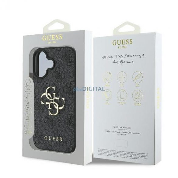 Guess GUHCP16S4GMGGR 4G Big Logo carcasă rigidă pentru iPhone 16 - negru