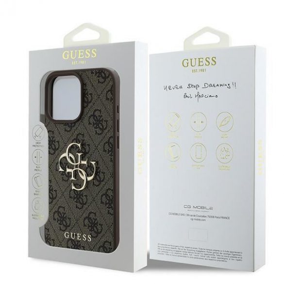 Guess GUHCP16L4GMGBR 4G Big Logo carcasă tare pentru iPhone 16 Pro - maro