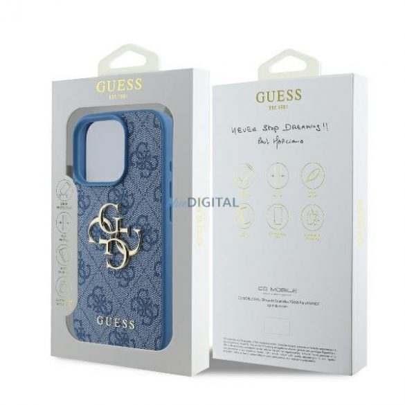 Guess GUHCP16L4GMGBL 4G Big Logo carcasă tare pentru iPhone 16 Pro - albastru