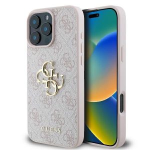 Guess GUHCP16X4GMGPI 4G Big Logo carcasă tare pentru iPhone 16 Pro Max - roz