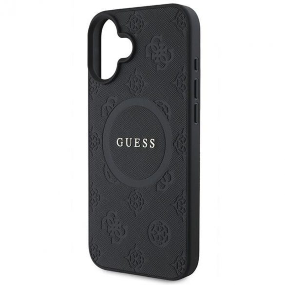 Guess GUHMP16SPSAPSMEK Saffiano Peony Classic Logo Carcasă tare MagSafe pentru iPhone 16 - negru