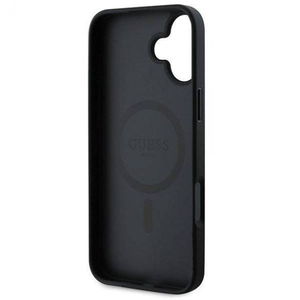 Guess GUHMP16SPSAPSMEK Saffiano Peony Classic Logo Carcasă tare MagSafe pentru iPhone 16 - negru