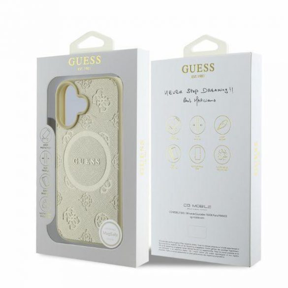 Guess GUHMP16SPSAPSMED iPhone 16 6,1" złoty/aur HC MagSafe Safiano Bujor Classic Logo