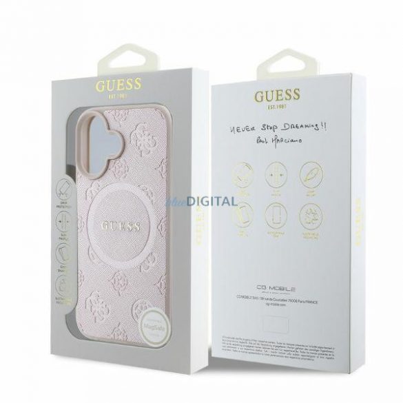 Guess GUHMP16SPSAPSMEP iPhone 16 6,1" rożowy/roz HC MagSafe Safiano Bujor Classic Logo