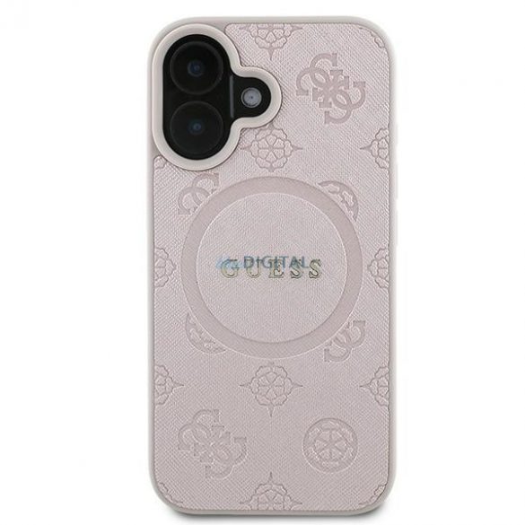 Guess GUHMP16MPSAPSMEP Saffiano Peony Classic Logo Carcasă tare MagSafe pentru iPhone 16 Plus - roz