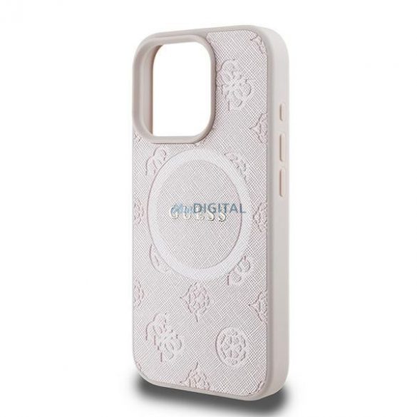 Guess GUHMP16LPSAPSMEP Saffiano Peony Classic Logo MagSafe carcasă tare iPhone 16 Pro - roz