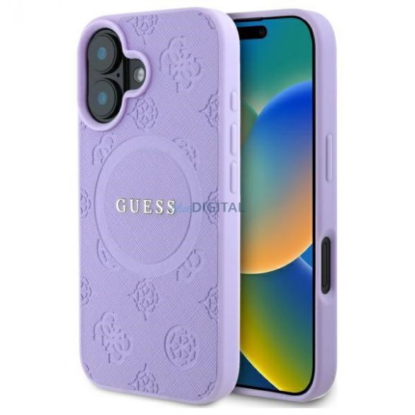 Guess GUHMP16MPSAPSMEU Saffiano Peony Classic Logo Carcasă tare compatibilă MagSafe pentru iPhone 16 Plus - violet