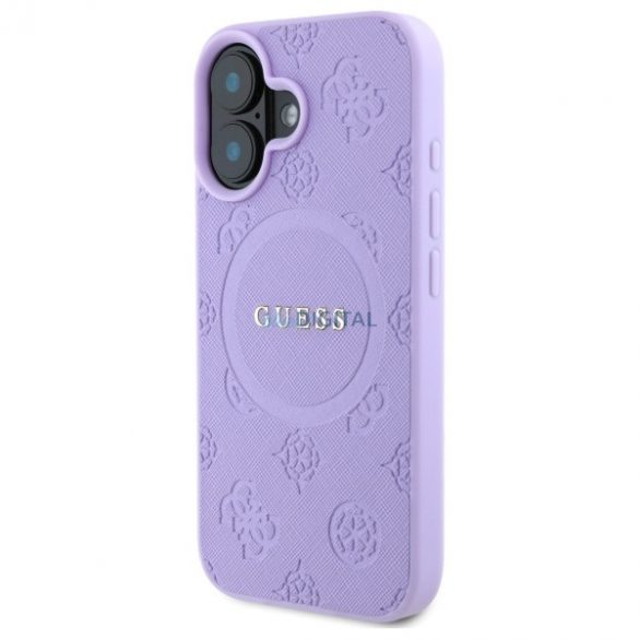 Guess GUHMP16MPSAPSMEU Saffiano Peony Classic Logo Carcasă tare compatibilă MagSafe pentru iPhone 16 Plus - violet