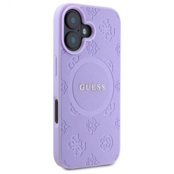 Guess GUHMP16MPSAPSMEU Saffiano Peony Classic Logo Carcasă tare compatibilă MagSafe pentru iPhone 16 Plus - violet