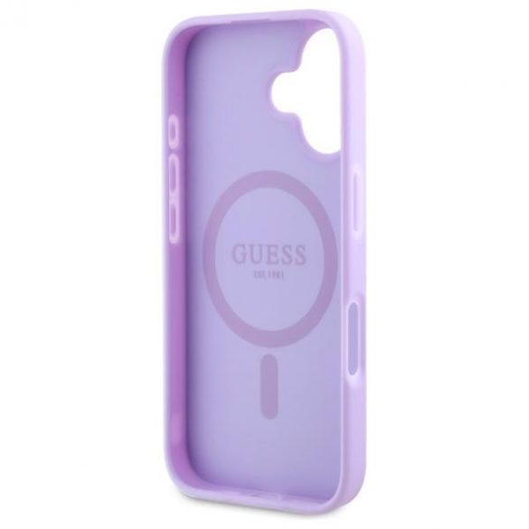 Guess GUHMP16MPSAPSMEU Saffiano Peony Classic Logo Carcasă tare compatibilă MagSafe pentru iPhone 16 Plus - violet