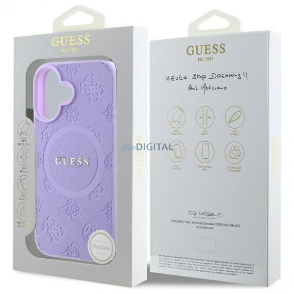 Guess GUHMP16MPSAPSMEU Saffiano Peony Classic Logo Carcasă tare compatibilă MagSafe pentru iPhone 16 Plus - violet