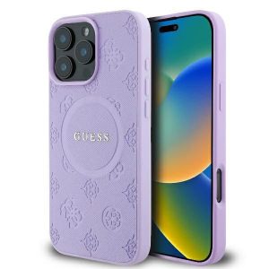 Guess GUHMP16LPSAPSMEU Saffiano Peony Classic Logo MagSafe huse rigide iPhone 16 Pro - violet