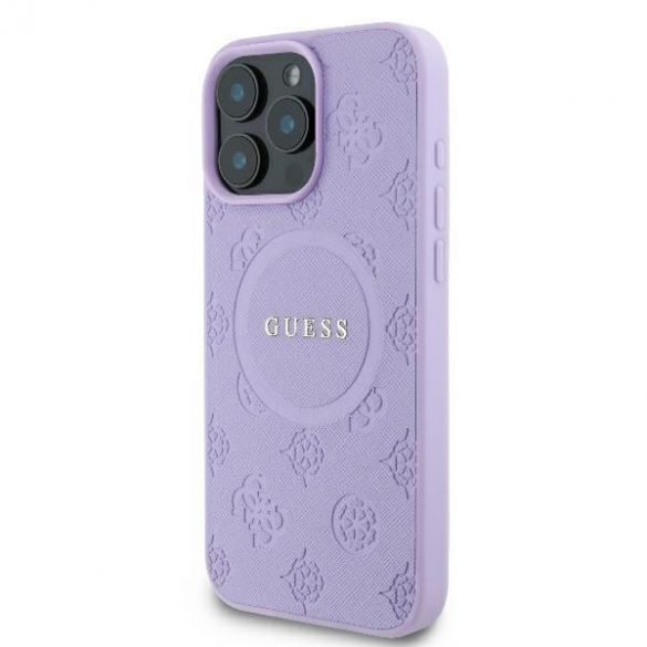 Guess GUHMP16LPSAPSMEU Saffiano Peony Classic Logo MagSafe huse rigide iPhone 16 Pro - violet