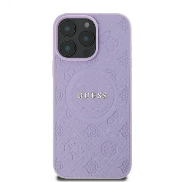 Guess GUHMP16LPSAPSMEU Saffiano Peony Classic Logo MagSafe huse rigide iPhone 16 Pro - violet