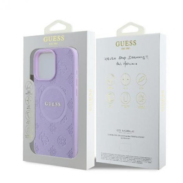 Guess GUHMP16LPSAPSMEU Saffiano Peony Classic Logo MagSafe huse rigide iPhone 16 Pro - violet