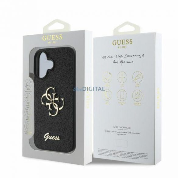 Guess GUHCP16SHG4SGK iPhone 16 6,1" czarny/negru HC Fixed Glitter Big 4G