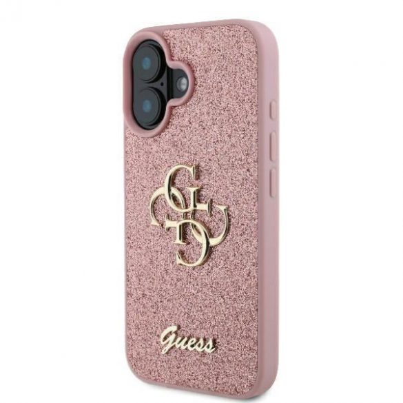 Guess GUHCP16SHG4SGP Carcasă rigidă Fixed Glitter Big 4G pentru iPhone 16 - roz