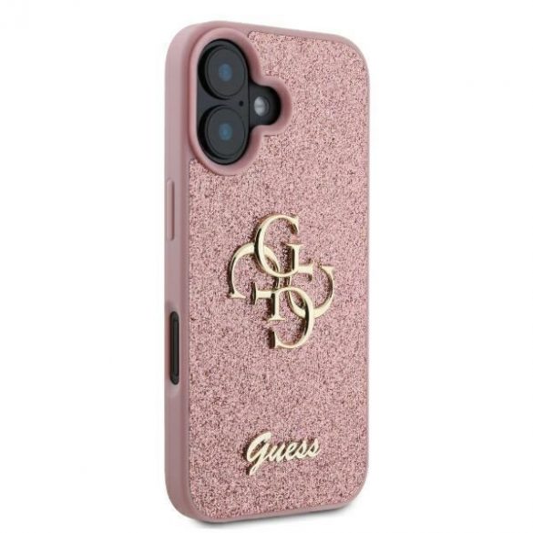 Guess GUHCP16SHG4SGP Carcasă rigidă Fixed Glitter Big 4G pentru iPhone 16 - roz