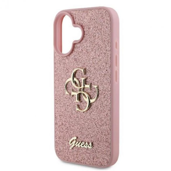 Guess GUHCP16SHG4SGP Carcasă rigidă Fixed Glitter Big 4G pentru iPhone 16 - roz