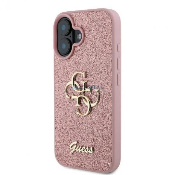 Guess GUHCP16MHG4SGP Carcasă rigidă Fixed Glitter Big 4G pentru iPhone 16 Plus - roz