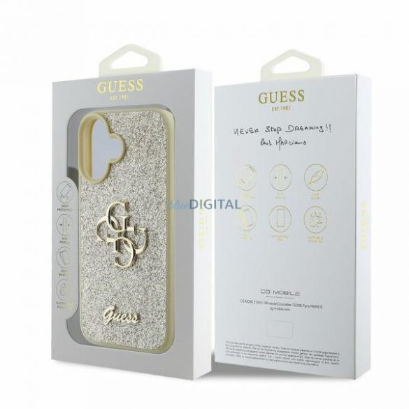 Guess GUHCP16SHG4SGD iPhone 16 6,1" złoty/auriu HC Fixed Glitter Big 4G