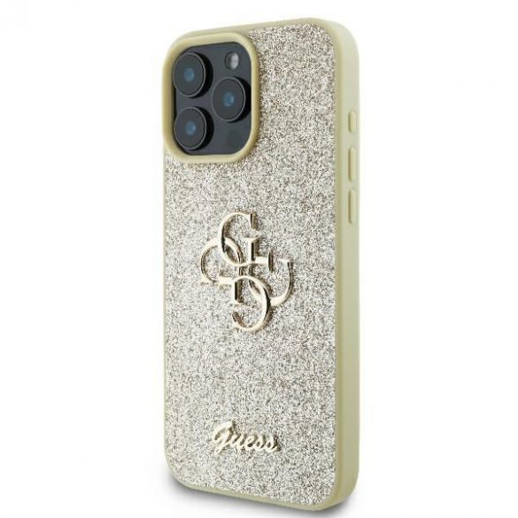 Guess GUHCP16LHG4SGD Fixed Glitter Big 4G carcase rigide pentru iPhone 16 Pro - auriu