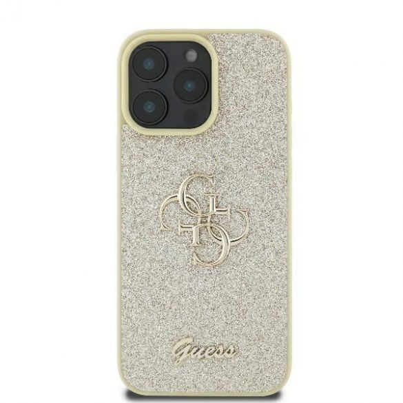 Guess GUHCP16LHG4SGD Fixed Glitter Big 4G carcase rigide pentru iPhone 16 Pro - auriu