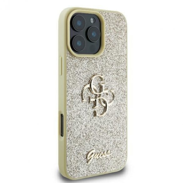 Guess GUHCP16LHG4SGD Fixed Glitter Big 4G carcase rigide pentru iPhone 16 Pro - auriu