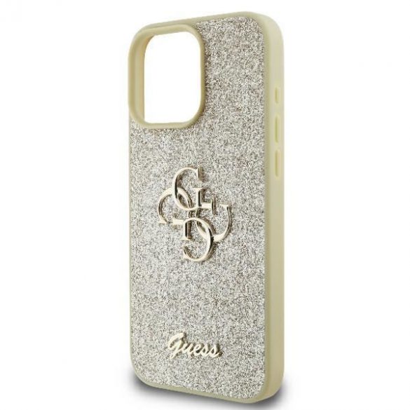 Guess GUHCP16LHG4SGD Fixed Glitter Big 4G carcase rigide pentru iPhone 16 Pro - auriu