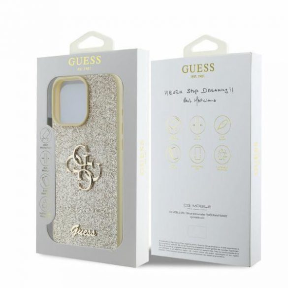 Guess GUHCP16XHG4SGD iPhone 16 Pro Max 6,9" złoty/auriu HC Fixed Glitter Big 4G