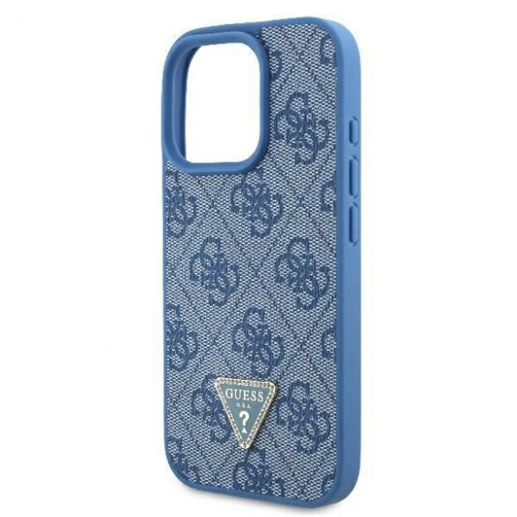 Guess GUHCP16LP4TDSCPB Piele Metal Logo Strass Crossbody hardcase iPhone 16 Pro - Albastru