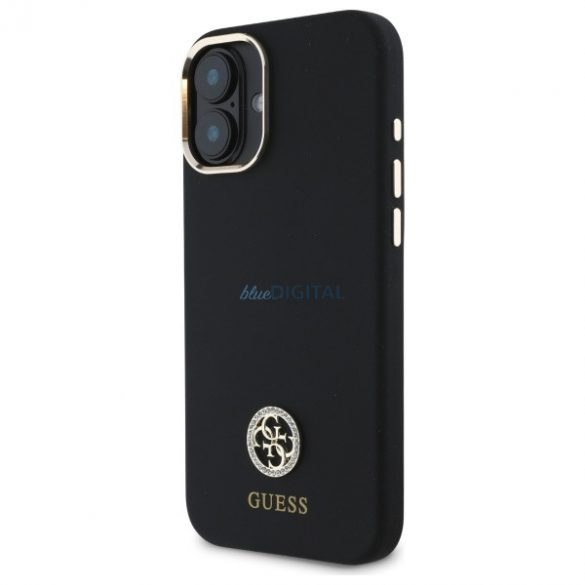 Guess GUHCP16SM4DGPK Carcasă tare cu logo din silicon Strass 4G pentru iPhone 16 - negru