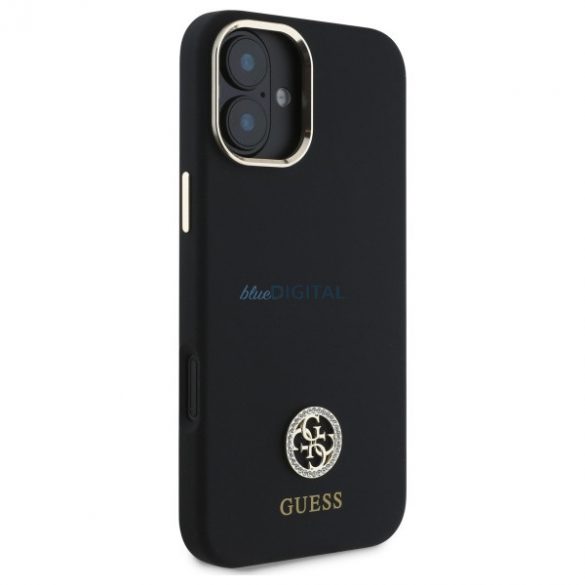 Guess GUHCP16SM4DGPK Carcasă tare cu logo din silicon Strass 4G pentru iPhone 16 - negru