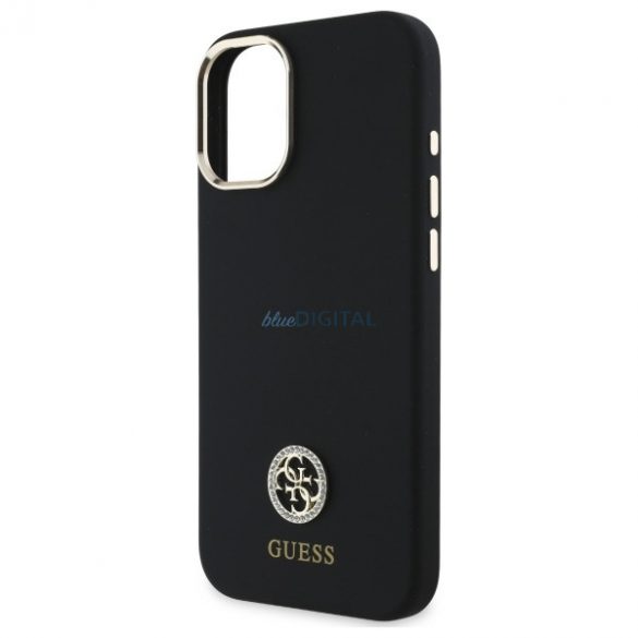 Guess GUHCP16SM4DGPK Carcasă tare cu logo din silicon Strass 4G pentru iPhone 16 - negru