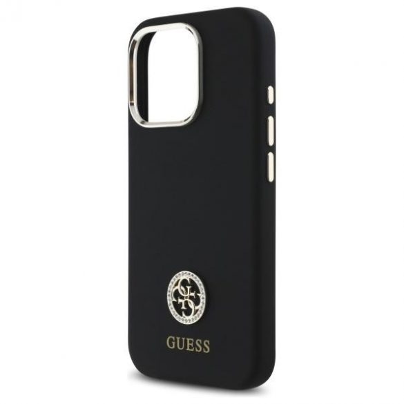 Guess GUHCP16XM4DGPK Carcasă tare cu logo din silicon Strass 4G pentru iPhone 16 Pro Max - negru